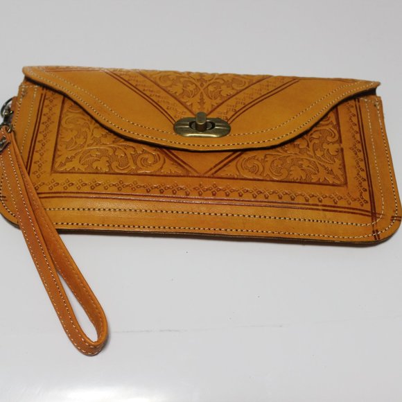 Moroccan Handmade Leather Wallet Wristlets Clutch - Picture 2 of 6